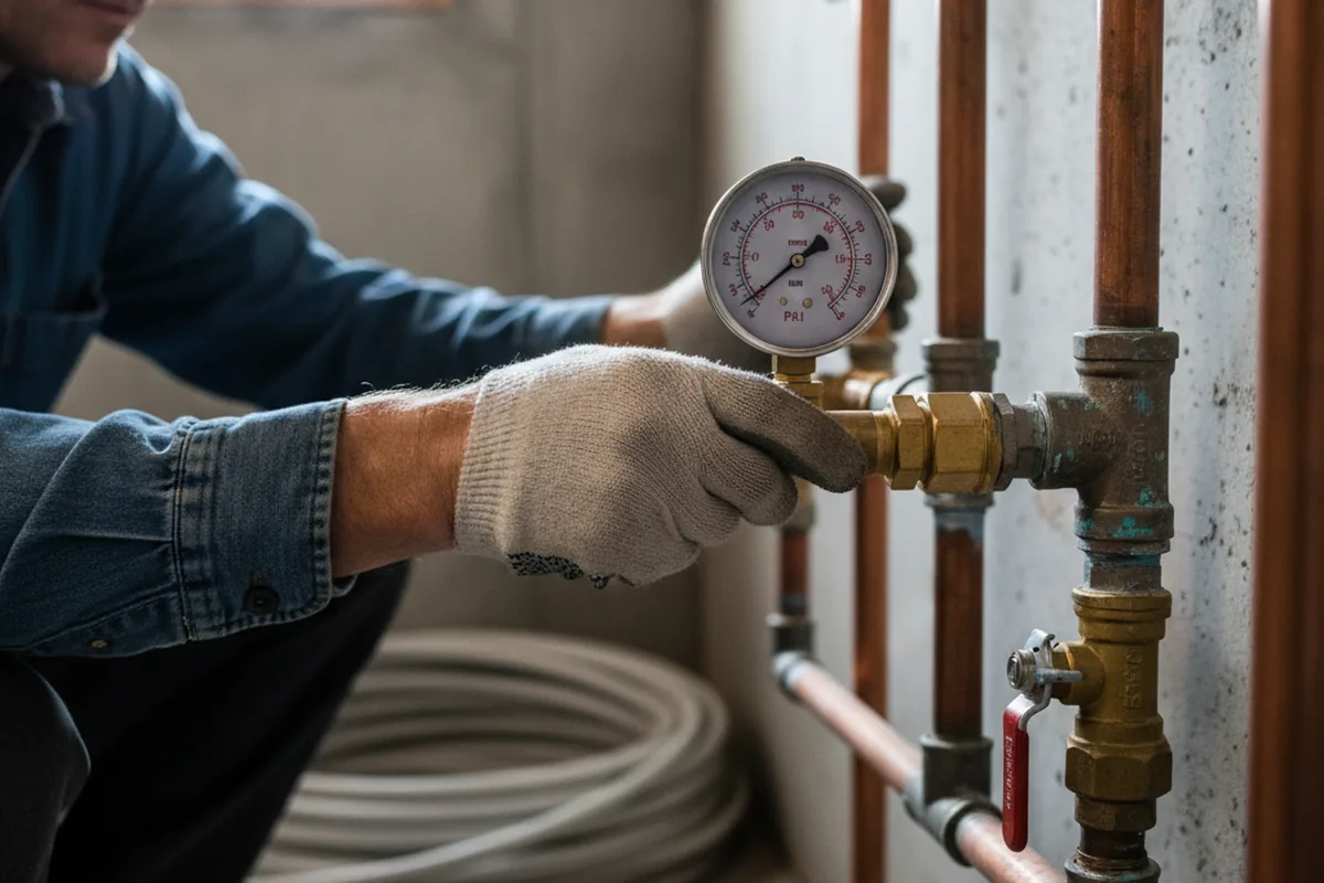 Pressure testing a repaired line during Water Line Repair in Cherokee